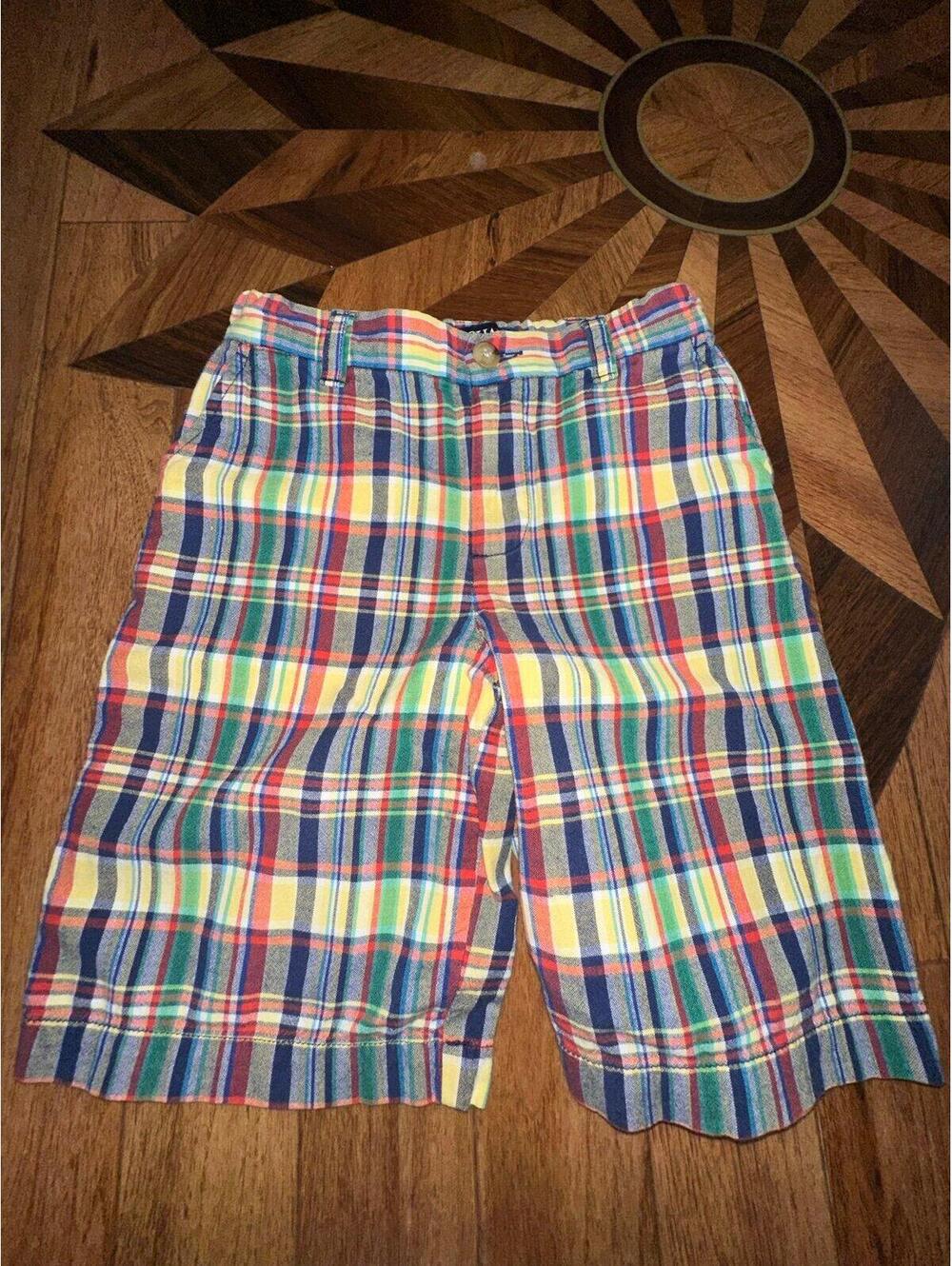 Chaps Boys Colorful Plaid Shorts Size 7 Easter